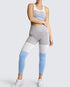 the keeper SET full length legging & crop colour block Blue
